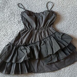 Urban Revivo Black Layered Ruffle Dress Adjustable Straps Size XS